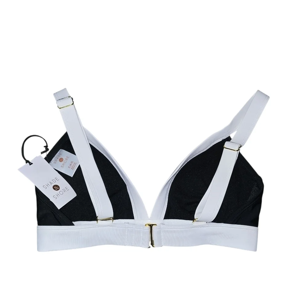 Womens Shade & Shore Two-Tone Black and White Swim Top, Small, NWT!!